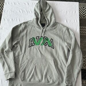 RVCA Light Gray Hoodie with Green Logo